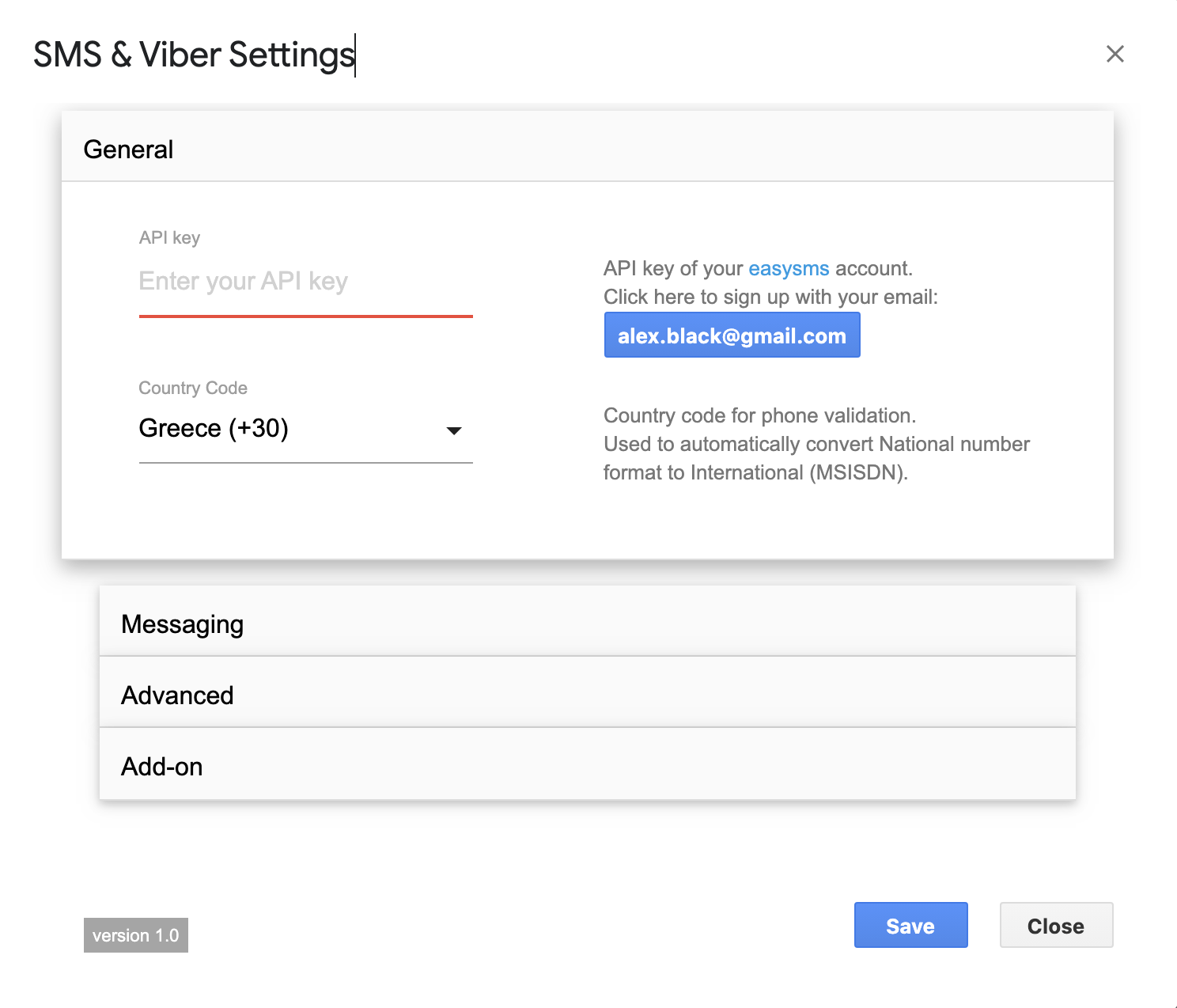 SMS & Viber Settings