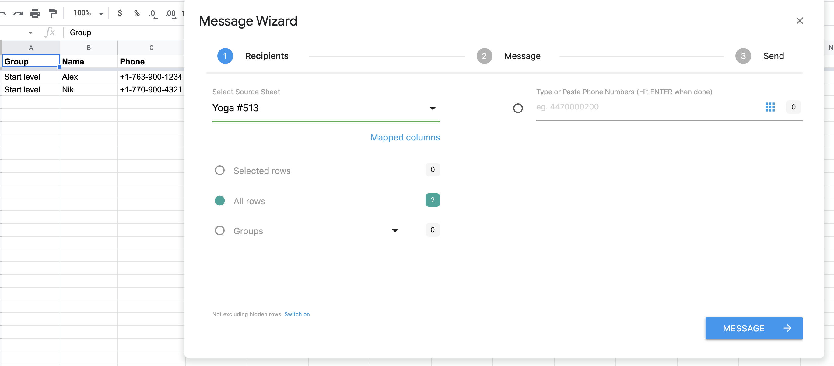 Advanced Messaging Step 1 - Recipients