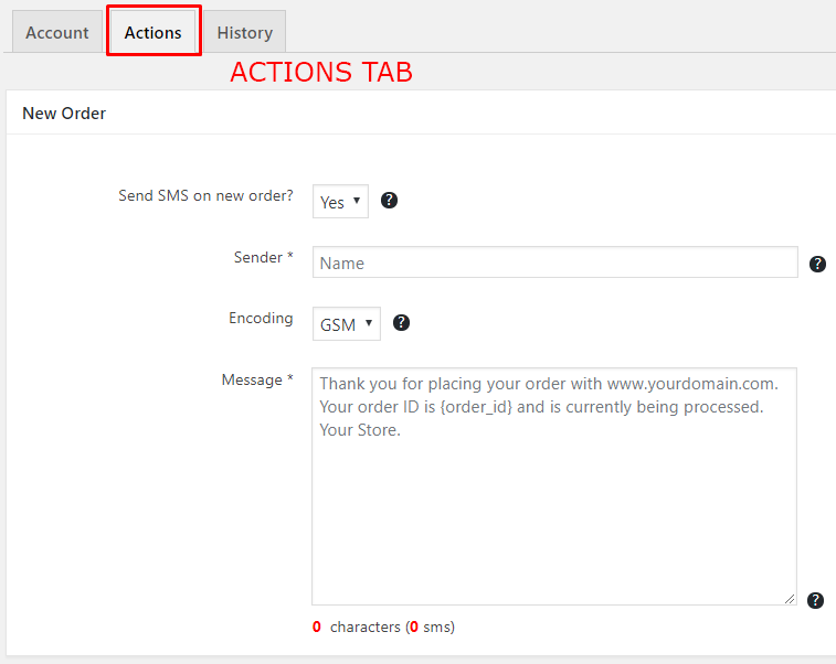 Woocommerce actions menu